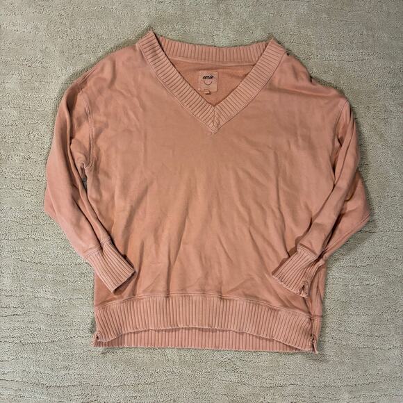aerie Sweaters - Aerie XS Oversized Blush Pink Slouchy V Neck Sweatshirt Comfy Soft Girl Boho
